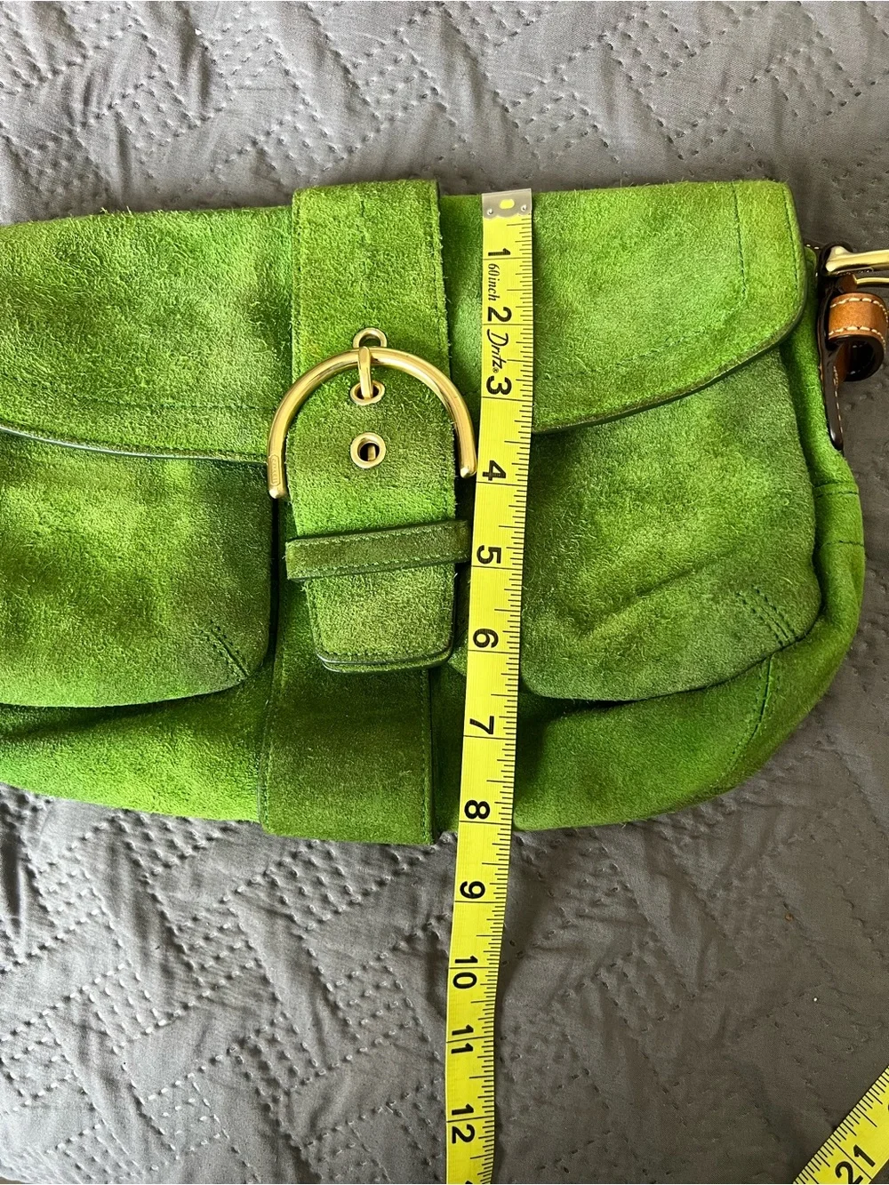 Coach Green Suede Belt-Accent SoHo Shoulder Bag